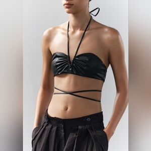 Zara Faux Leather Strappy Top